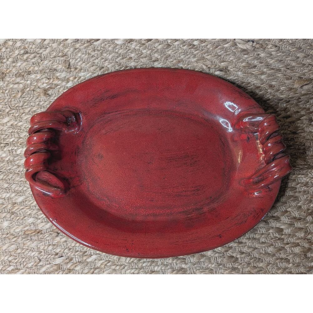 Vintage Large Tuscany Style Fortunata Decorative Pottery Red Glazed Bowl
